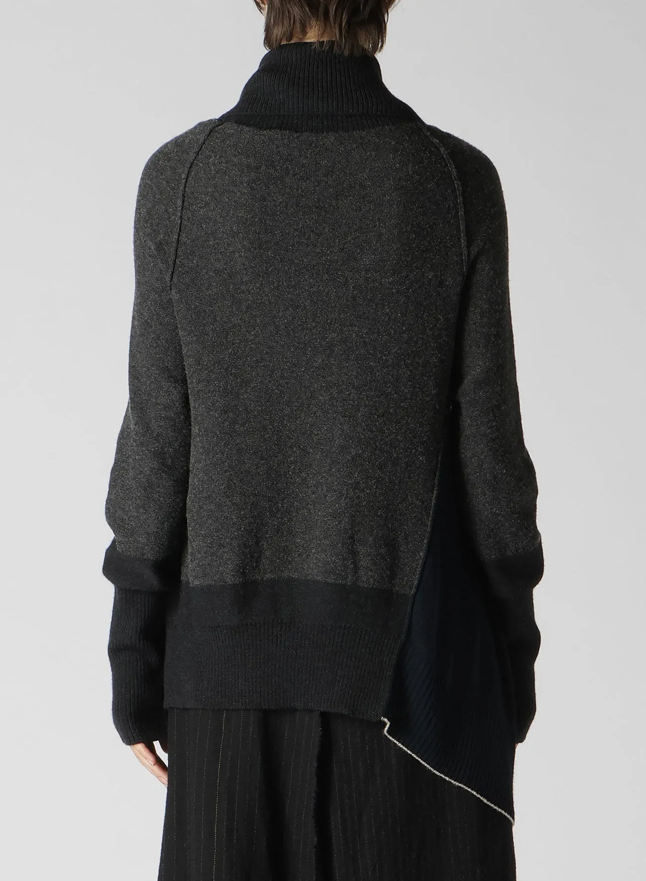 REVERSE STITCHES SIDE DRAPE CARDIGAN