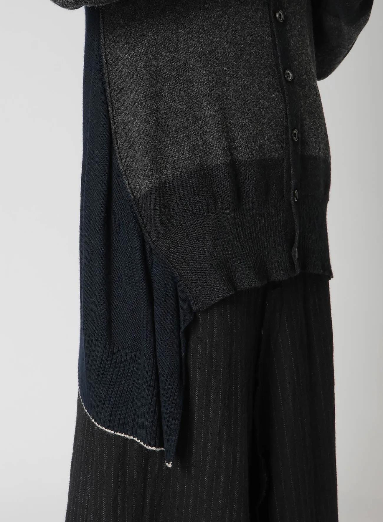 REVERSE STITCHES SIDE DRAPE CARDIGAN