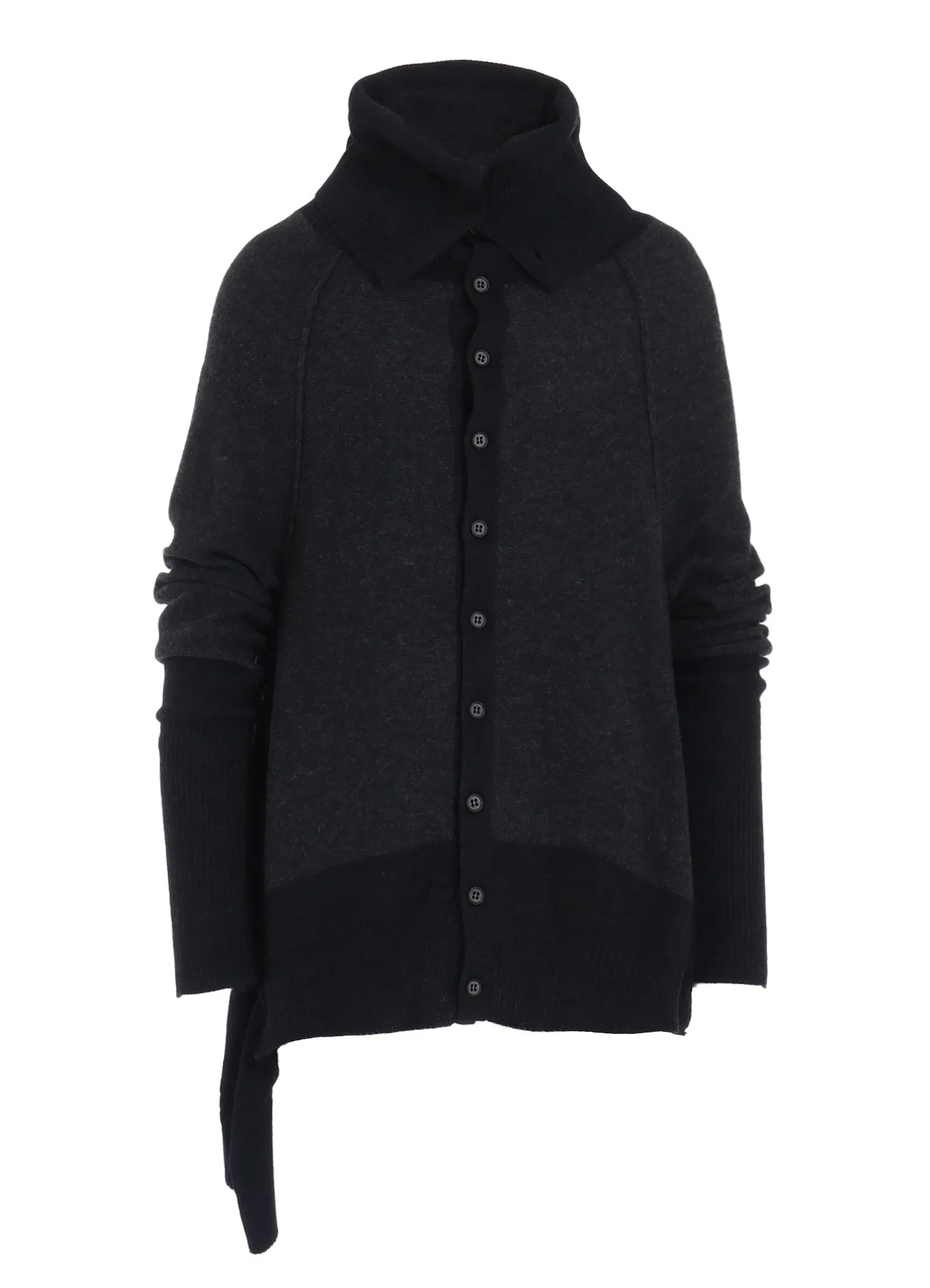 REVERSE STITCHES SIDE DRAPE CARDIGAN