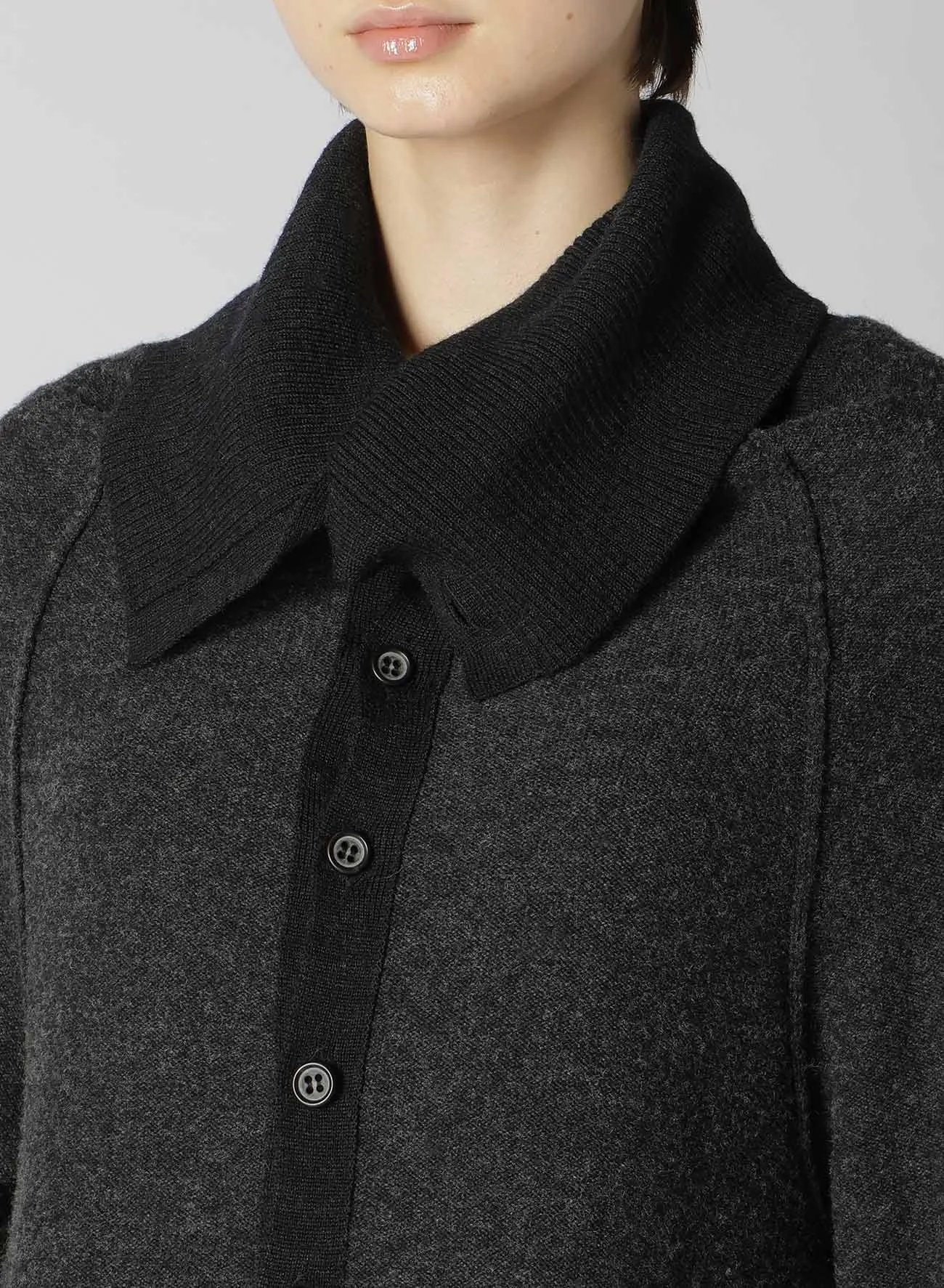 REVERSE STITCHES SIDE DRAPE CARDIGAN