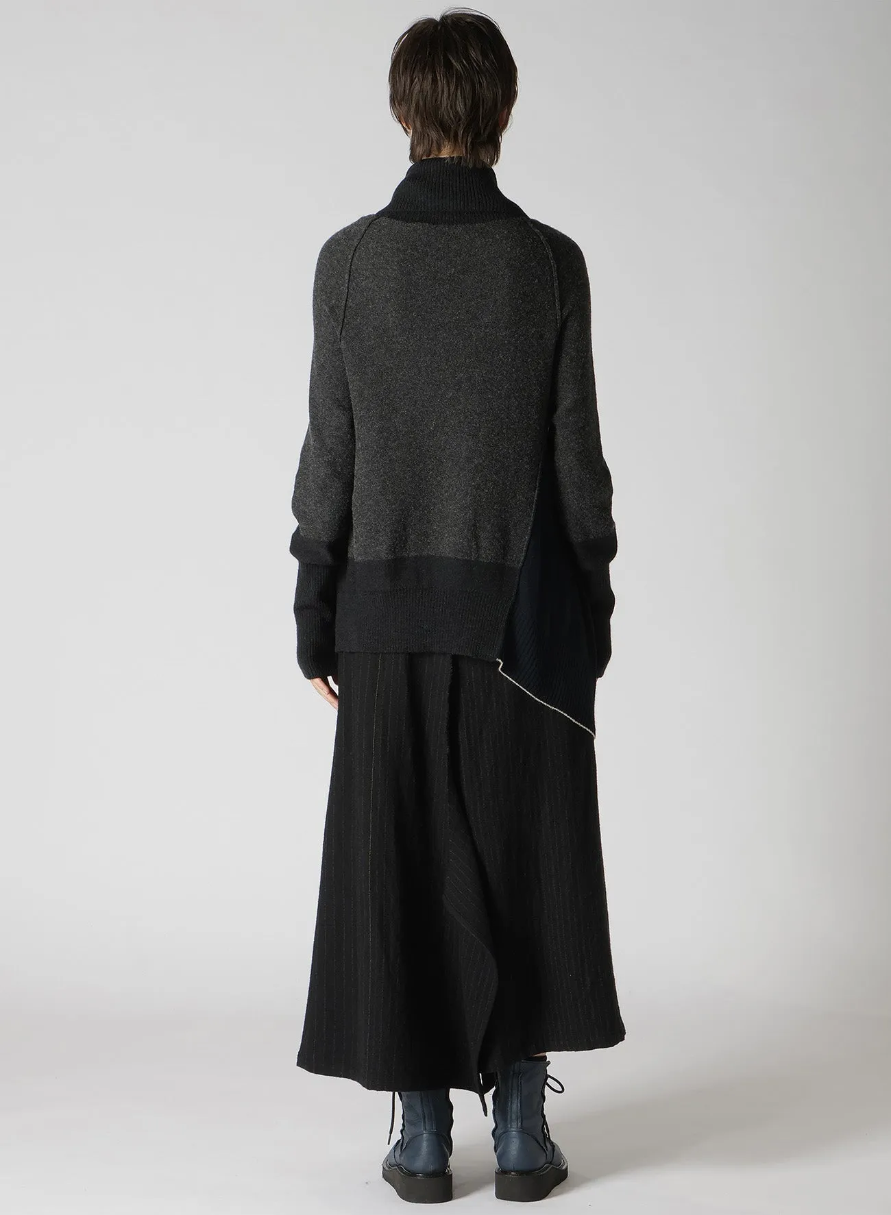 REVERSE STITCHES SIDE DRAPE CARDIGAN
