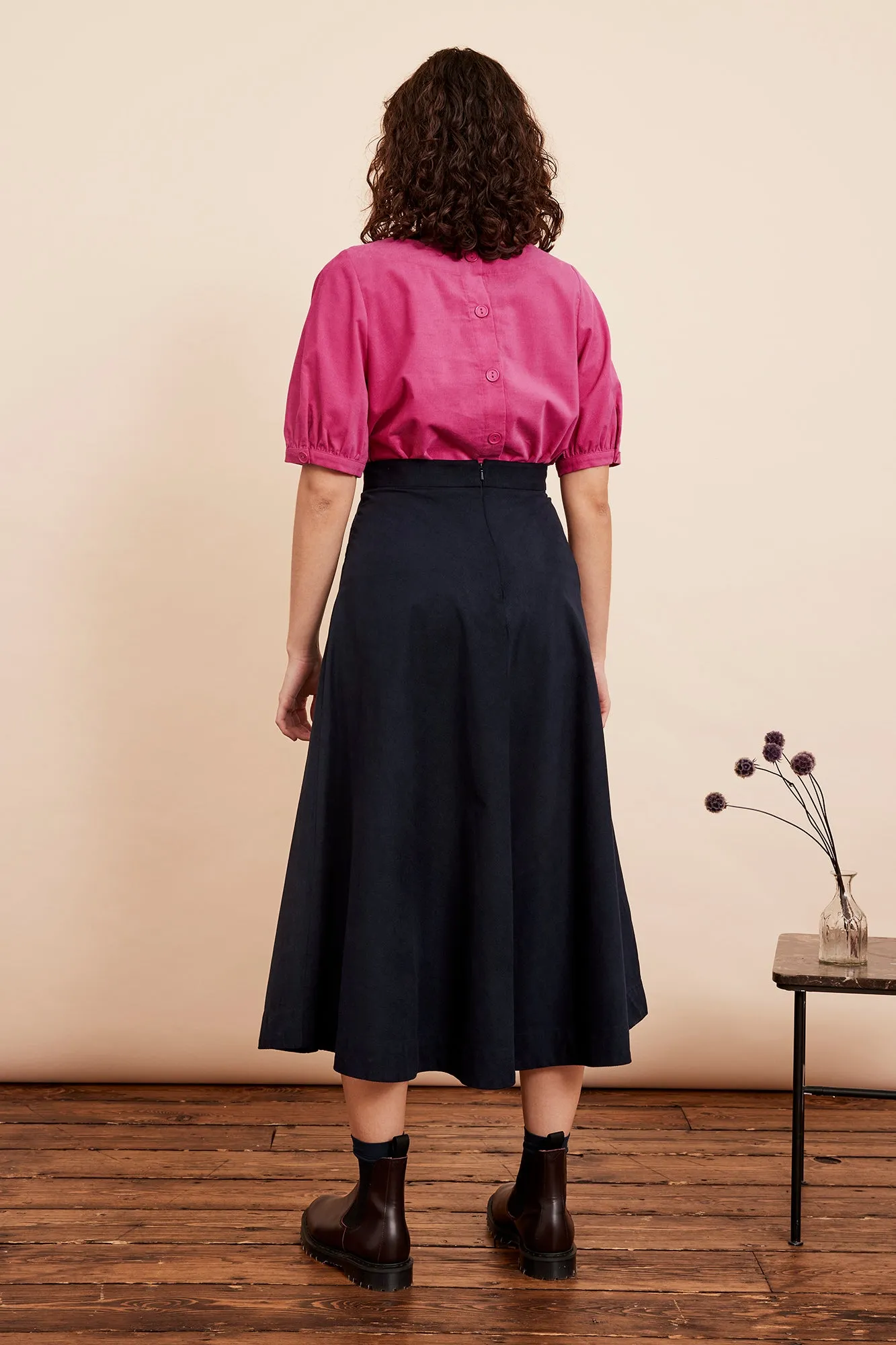 Sandra Needlecord Petrol Blue Skirt