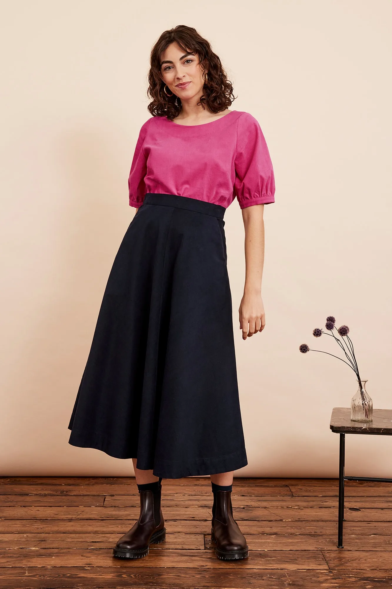 Sandra Needlecord Petrol Blue Skirt