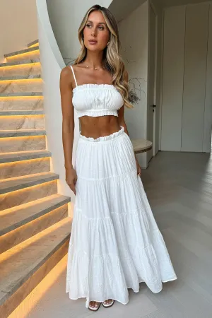 Selina Tiered Maxi Skirt - White