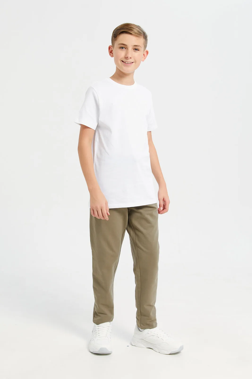 Senior Boys White Plain Short Sleeve T-Shirt (Pack of 2)