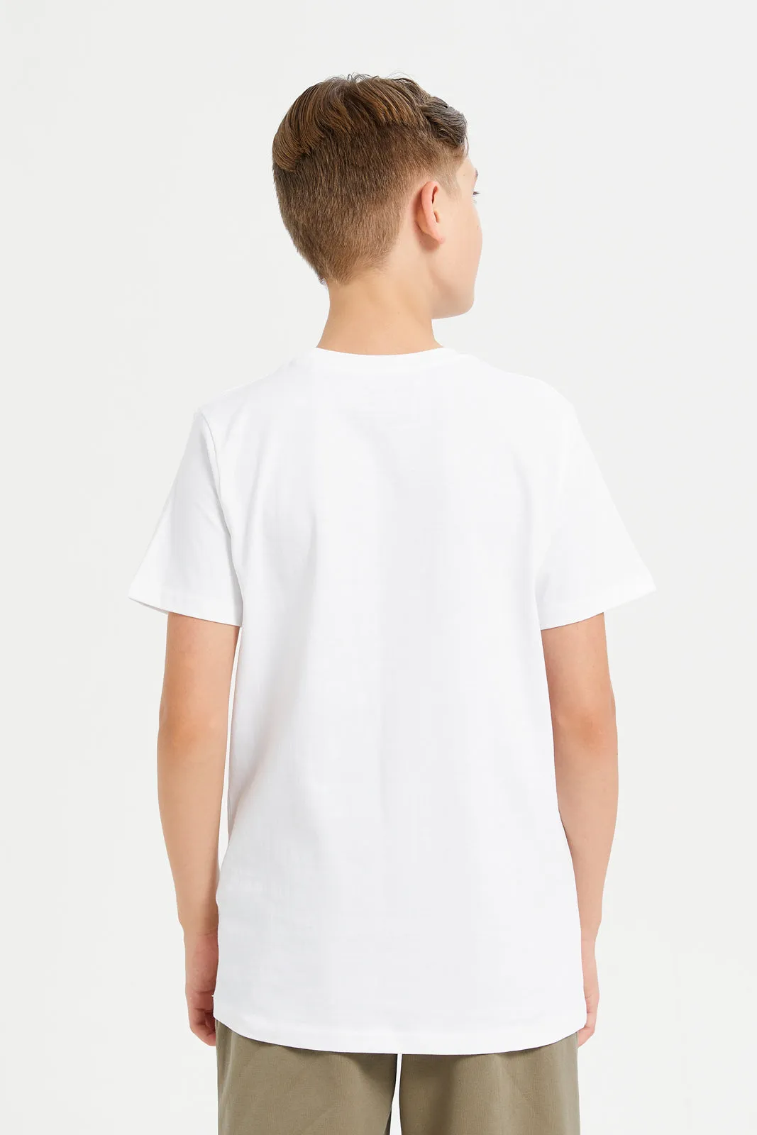 Senior Boys White Plain Short Sleeve T-Shirt (Pack of 2)