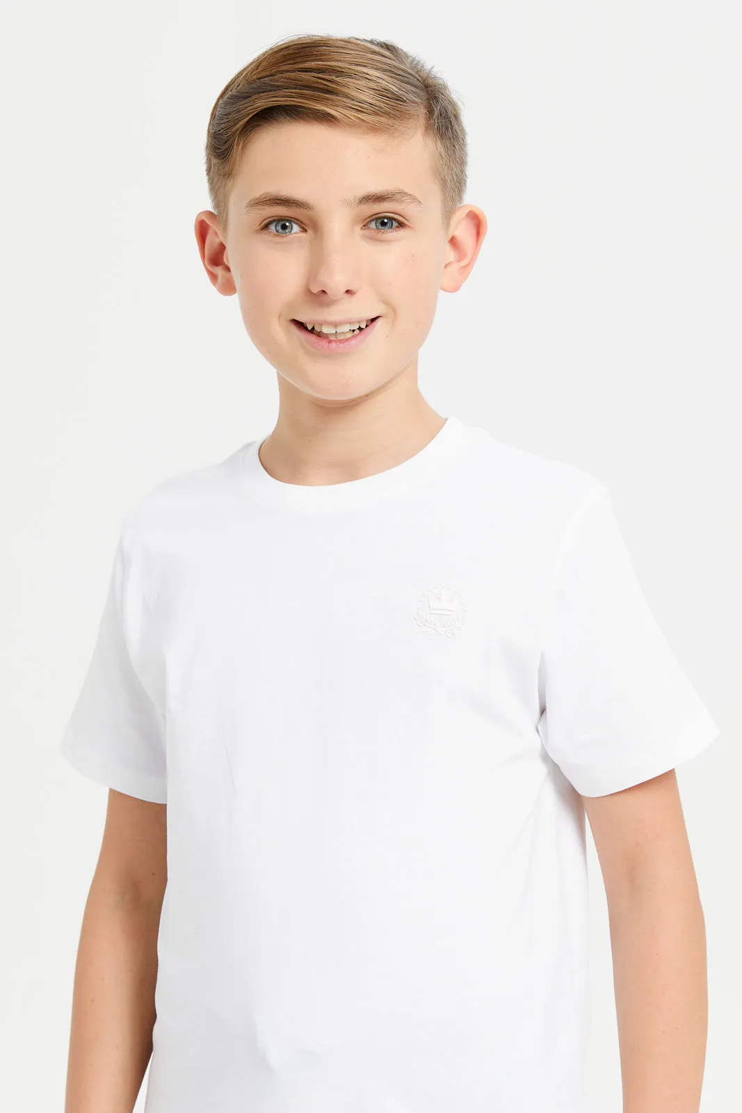 Senior Boys White Plain Short Sleeve T-Shirt (Pack of 2)