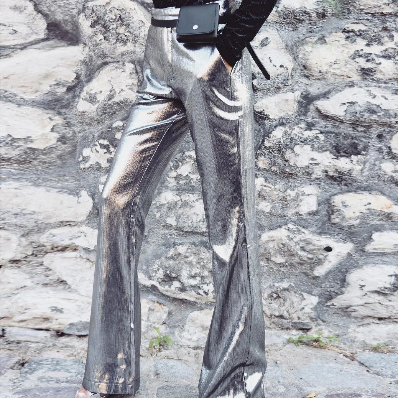 Silver wide leg trousers