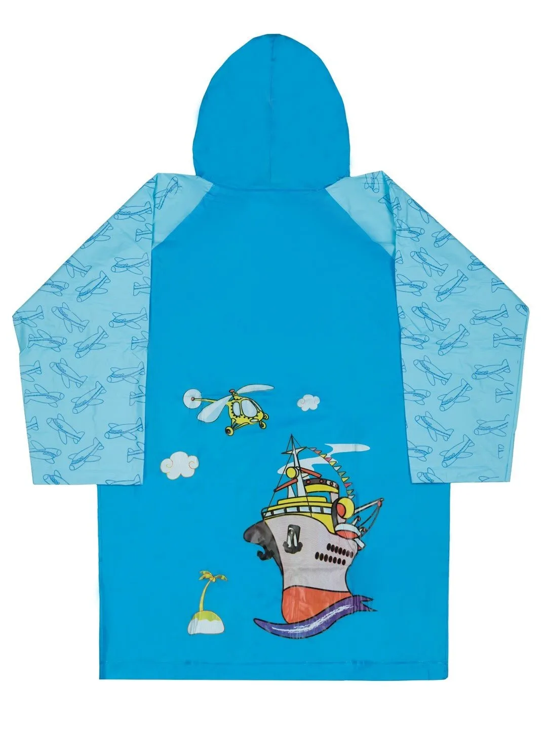Sky Blue Adventure-Themed Raincoat for Boys