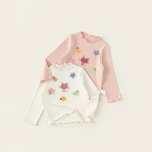 Stars Print Ruffled Long Sleeve Top