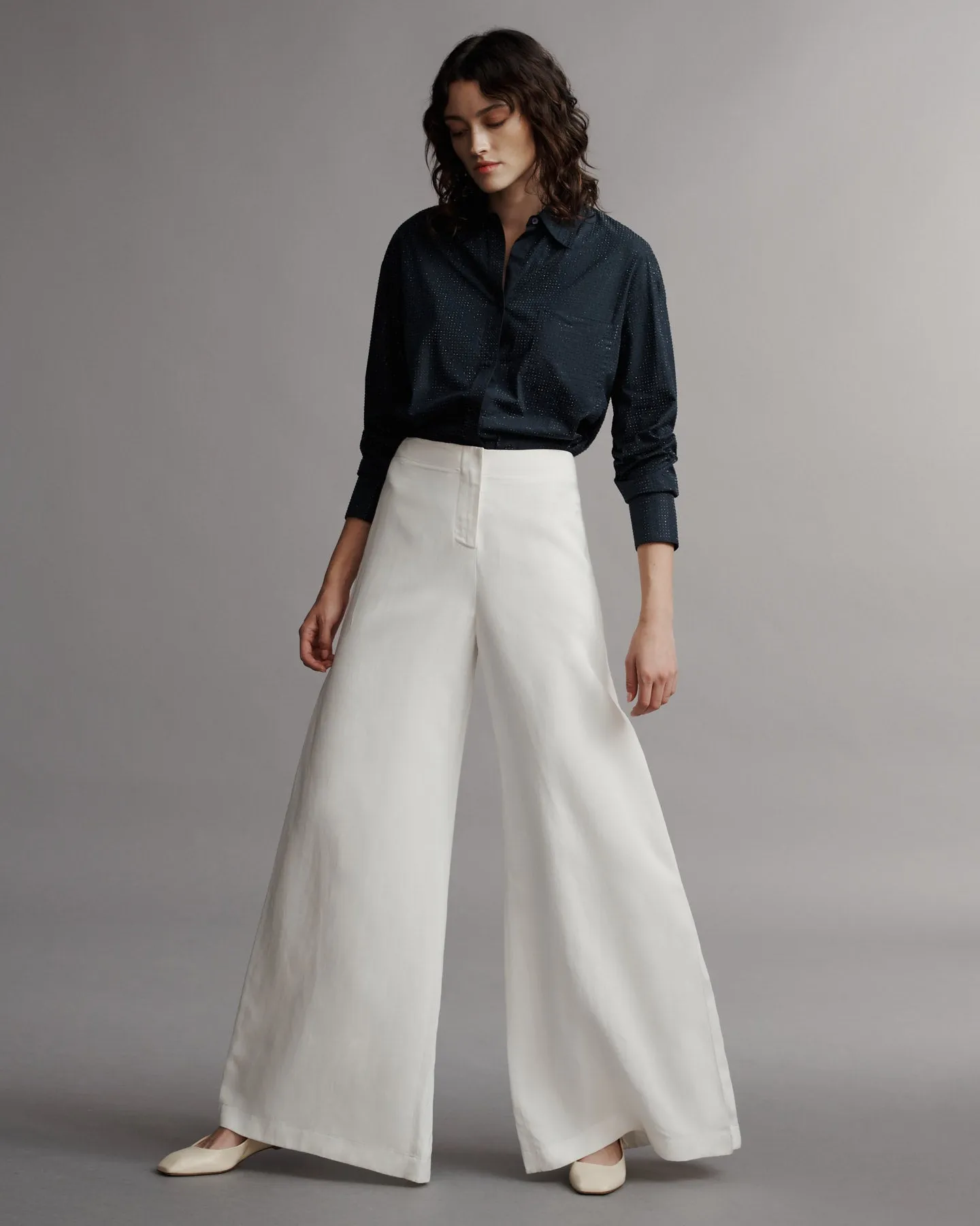 Stevie pant in Coated Viscose Linen
