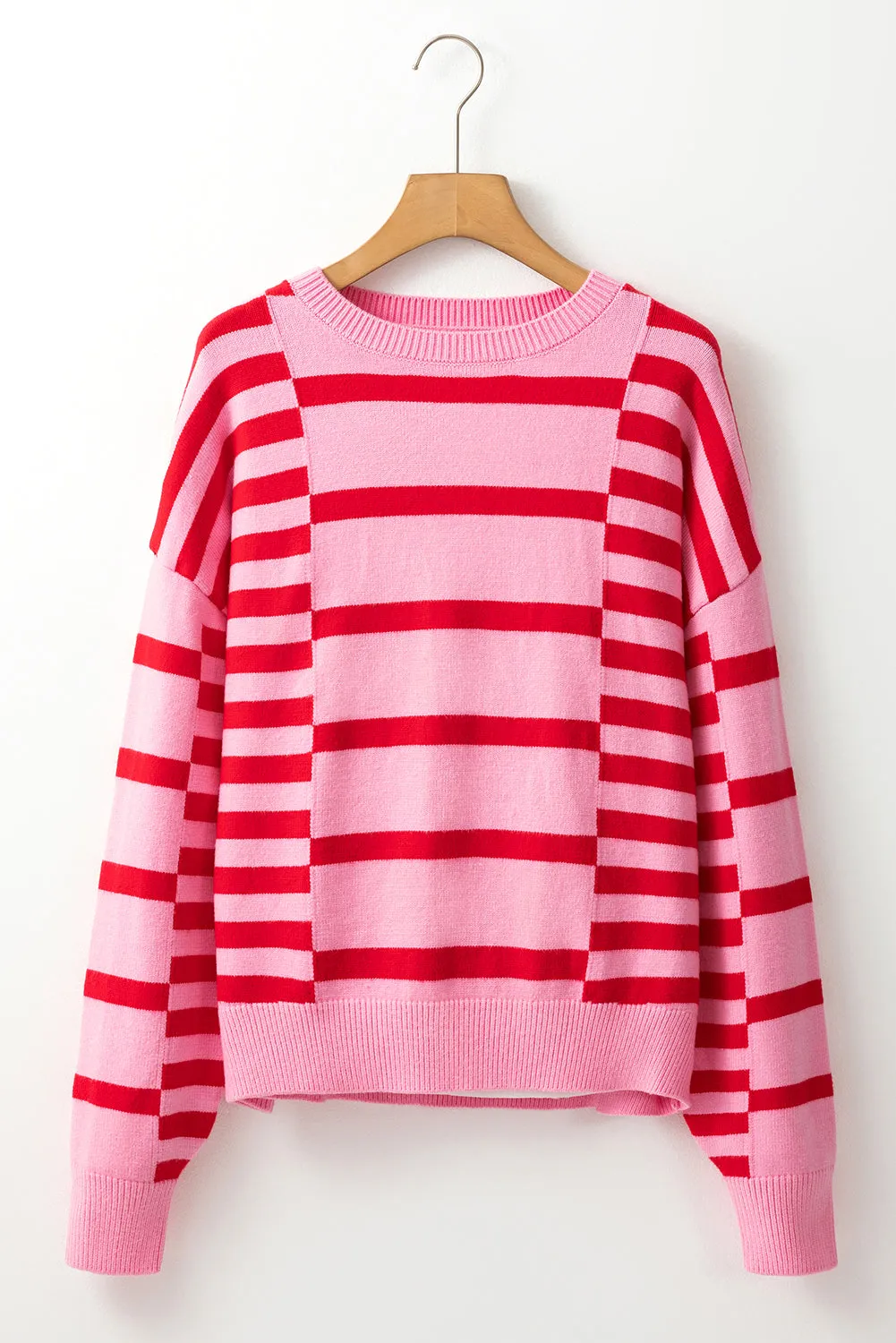 Stripe Bubble Sleeve Crewneck Sweater