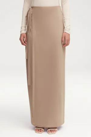 Talia Jersey Wrap Maxi Skirt - Taupe