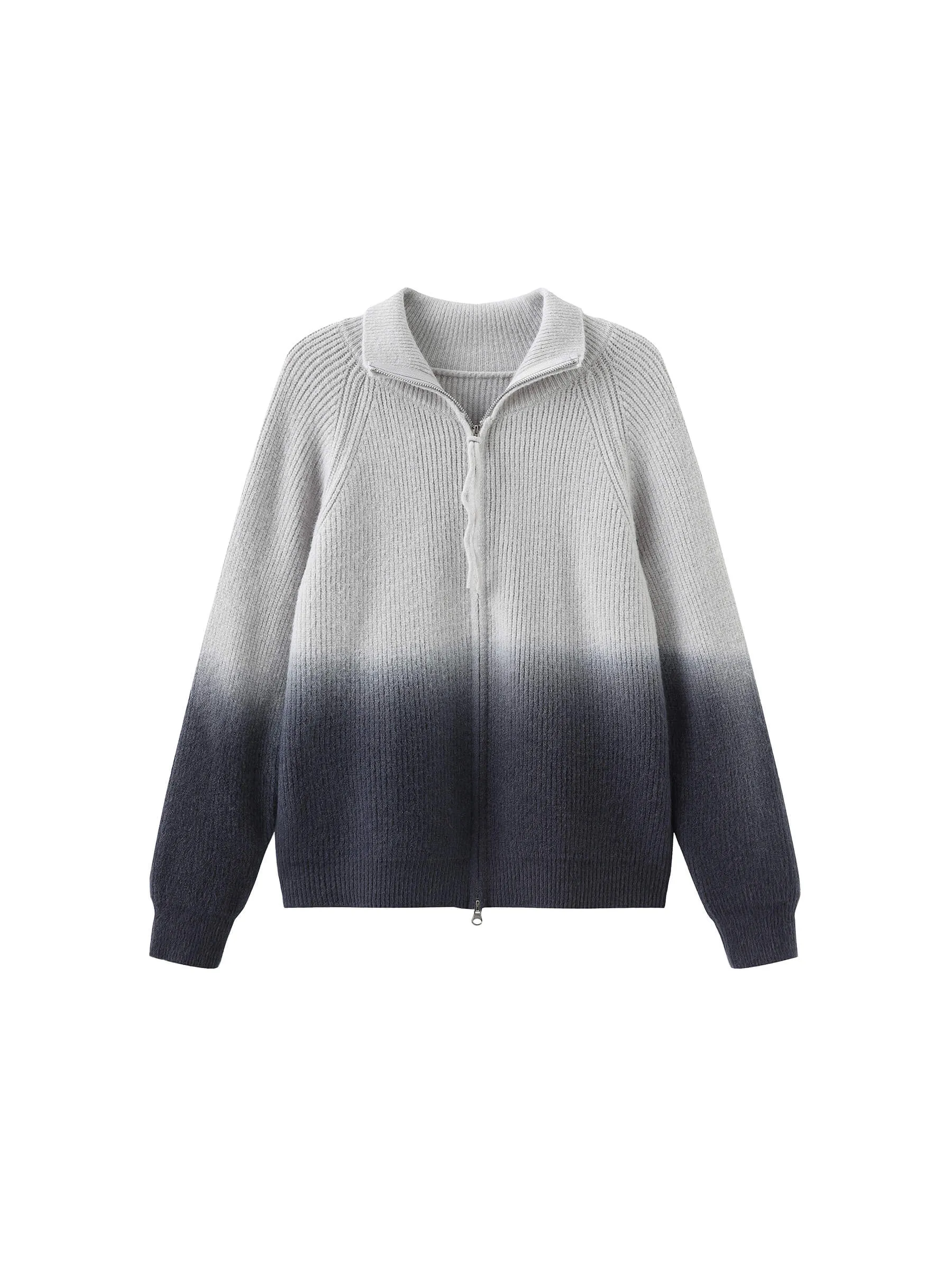 Tie-Dye Zipper Knit Cardigan