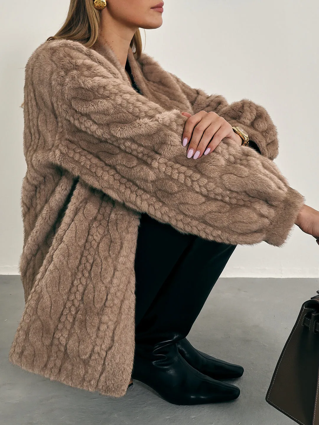 Vail Chic Fur Cardigan Coat | Camel