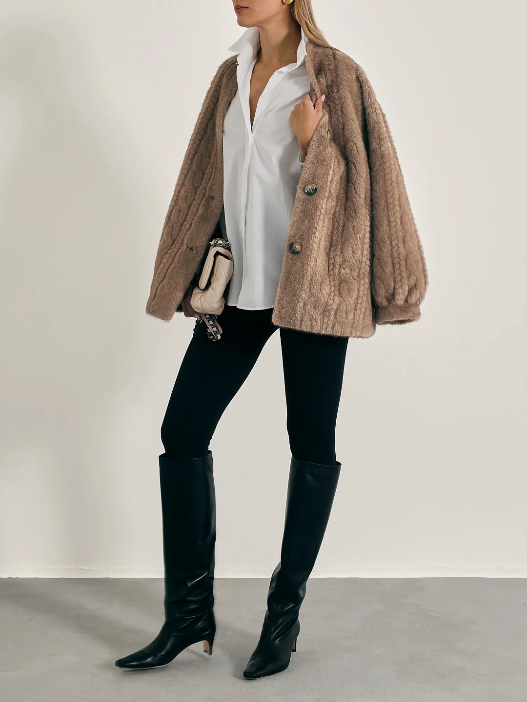 Vail Chic Fur Cardigan Coat | Camel