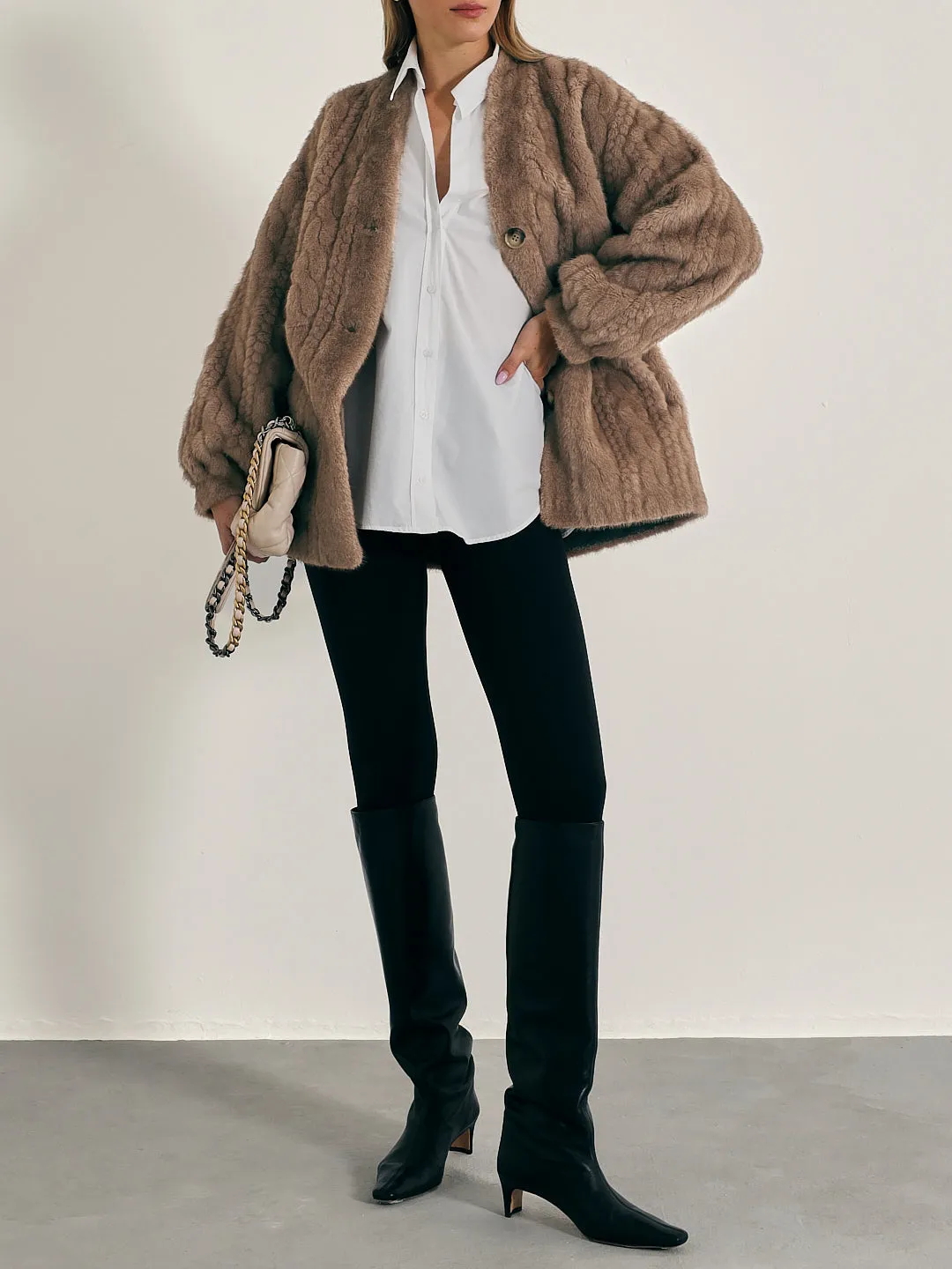 Vail Chic Fur Cardigan Coat | Camel