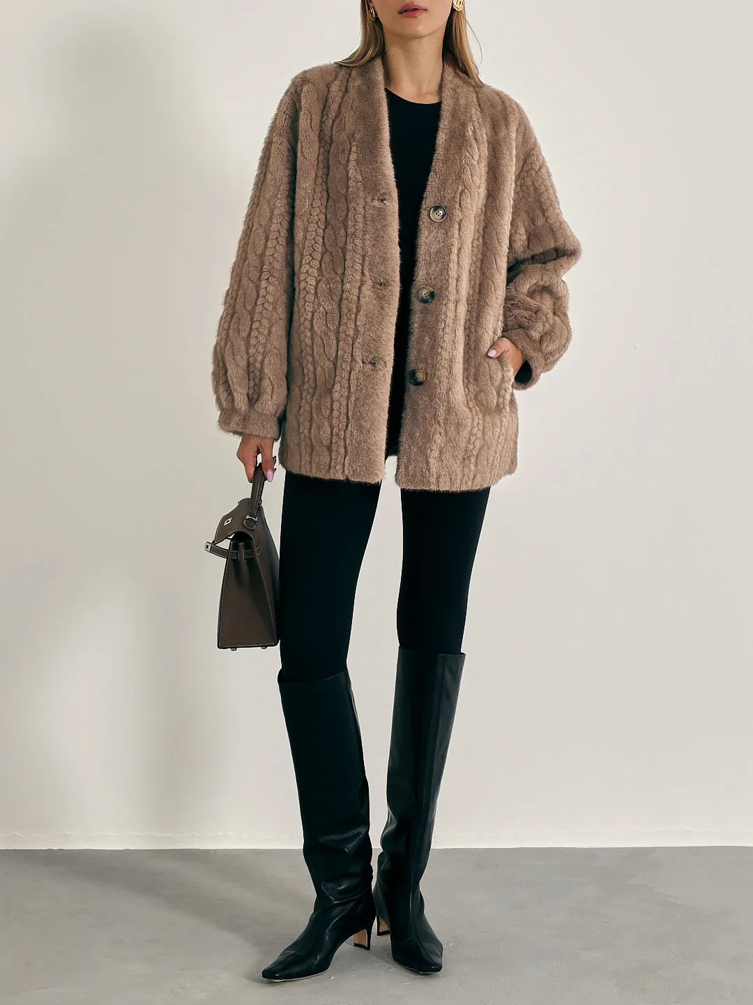 Vail Chic Fur Cardigan Coat | Camel