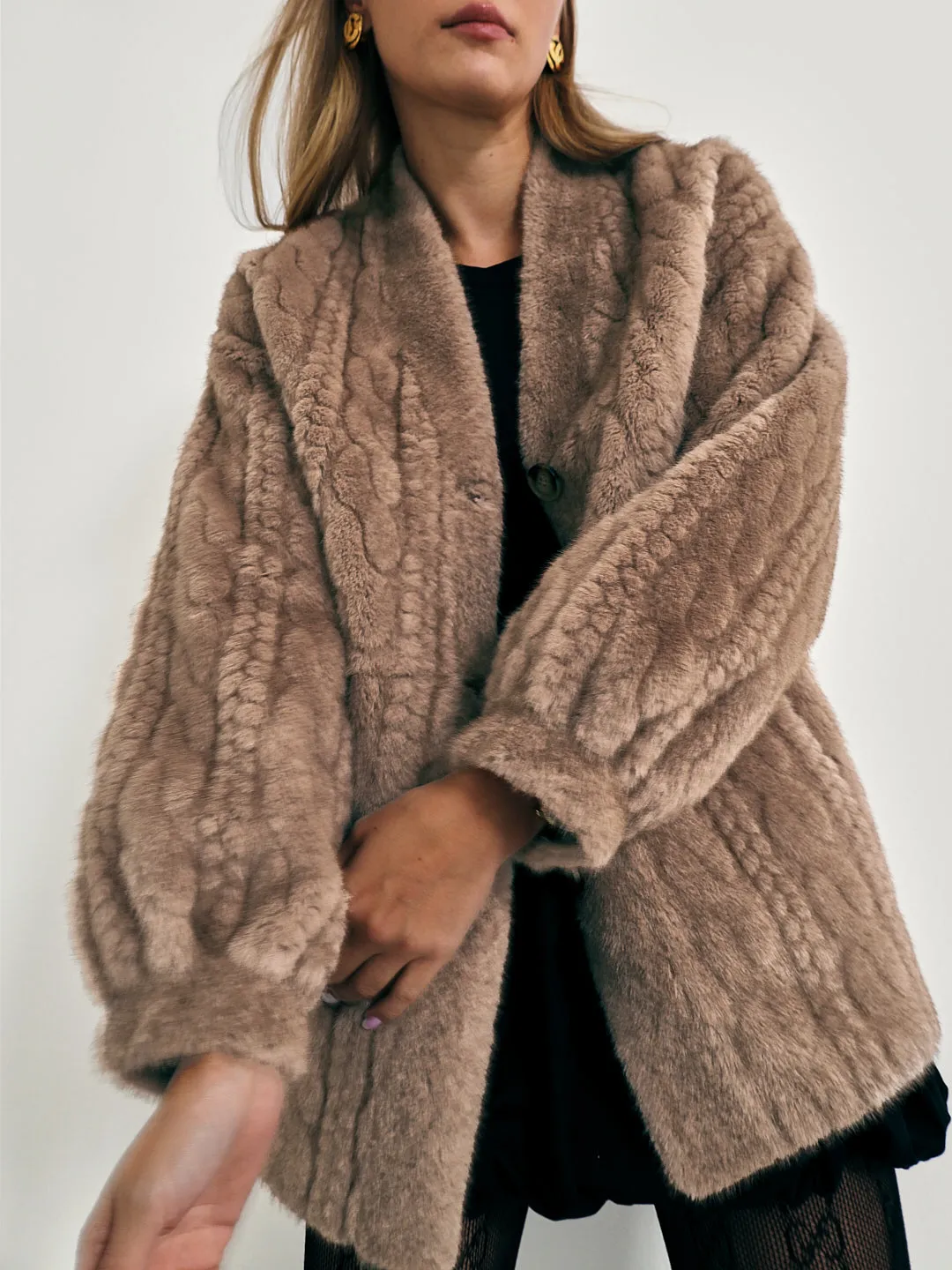 Vail Chic Fur Cardigan Coat | Camel