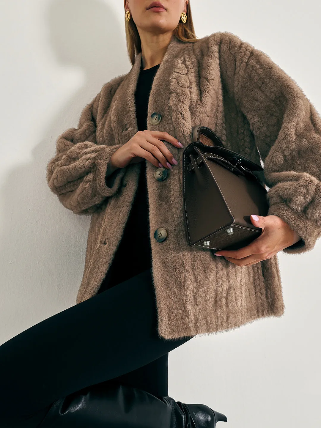 Vail Chic Fur Cardigan Coat | Camel