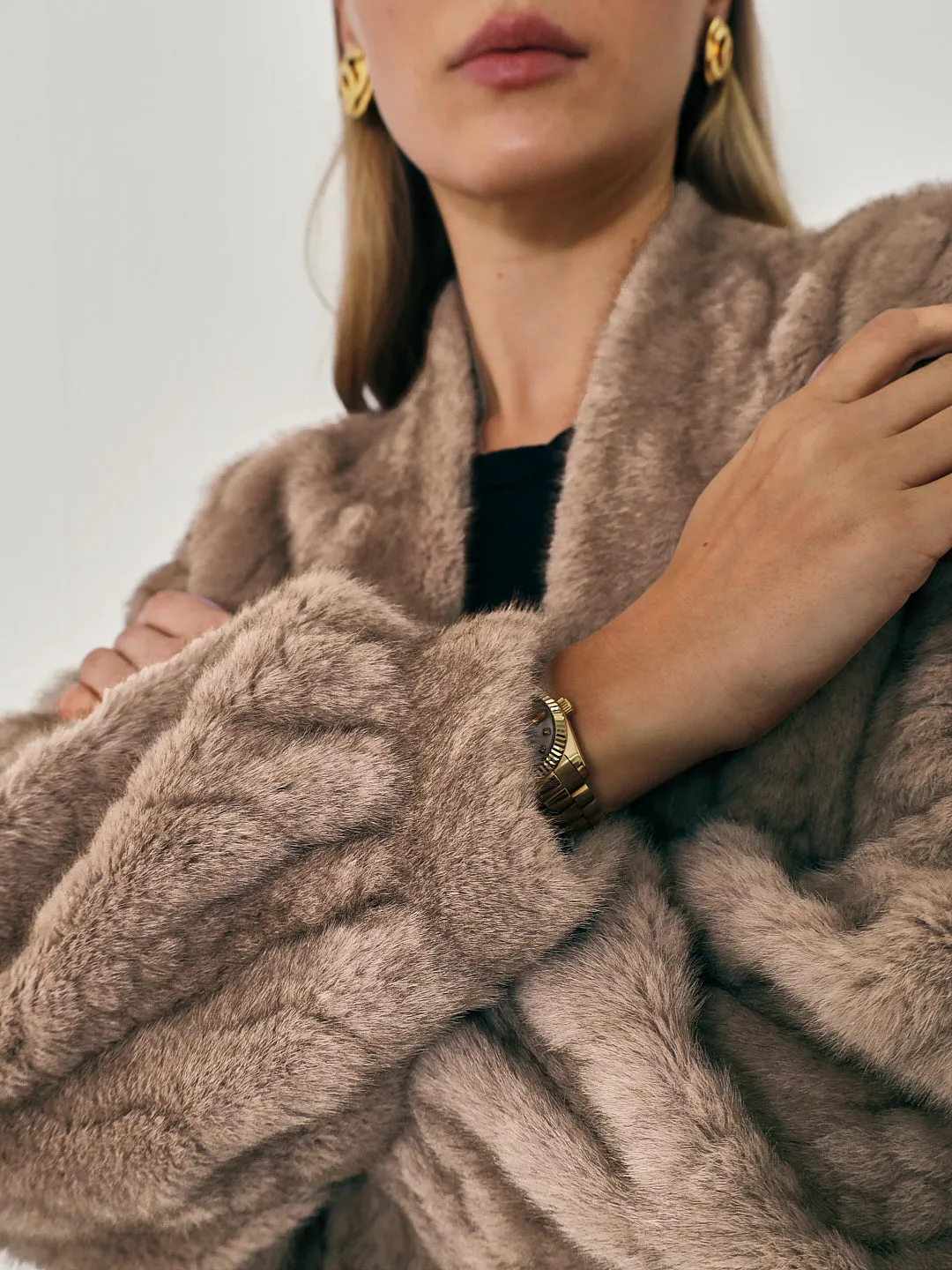 Vail Chic Fur Cardigan Coat | Camel