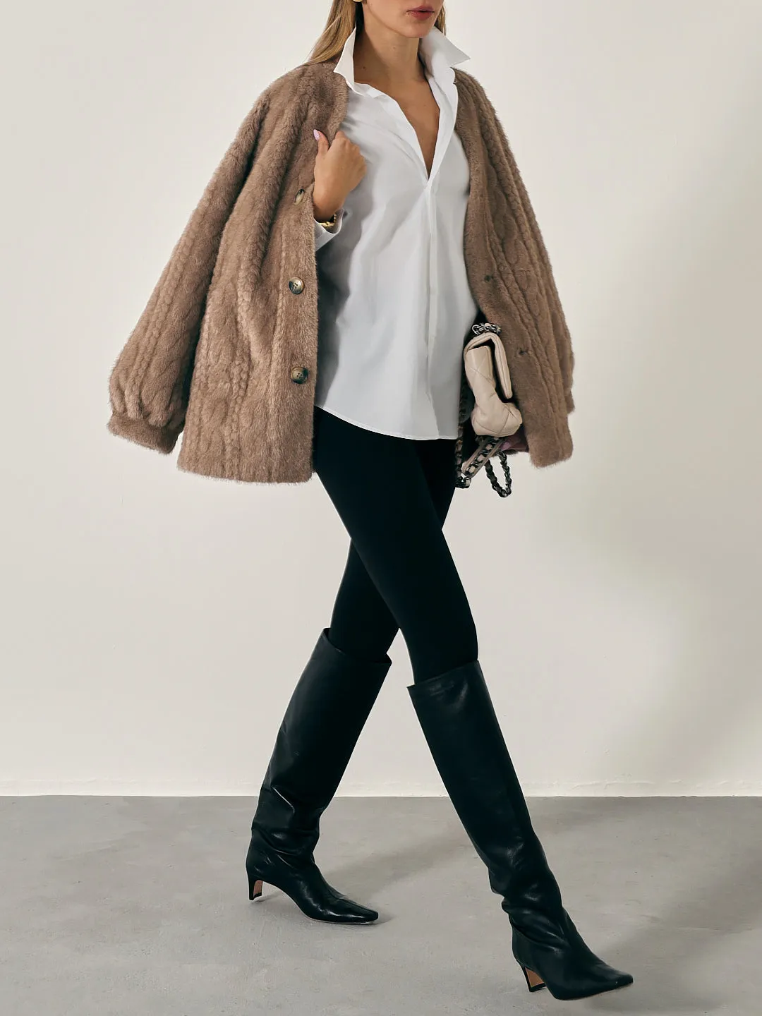 Vail Chic Fur Cardigan Coat | Camel