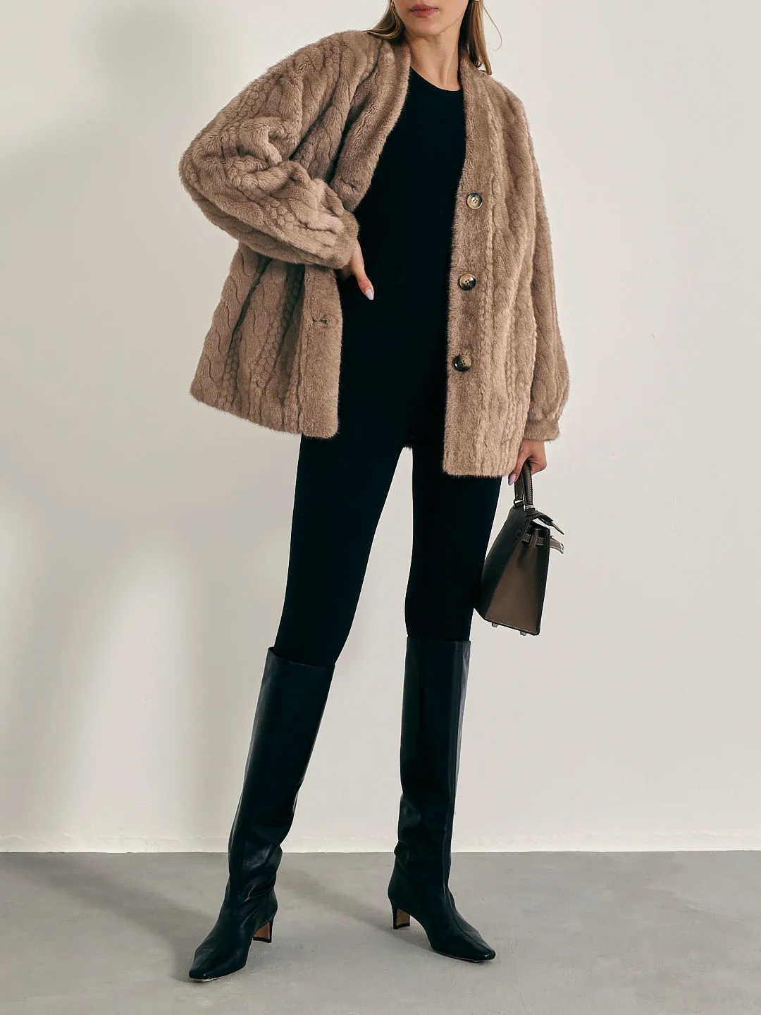 Vail Chic Fur Cardigan Coat | Camel