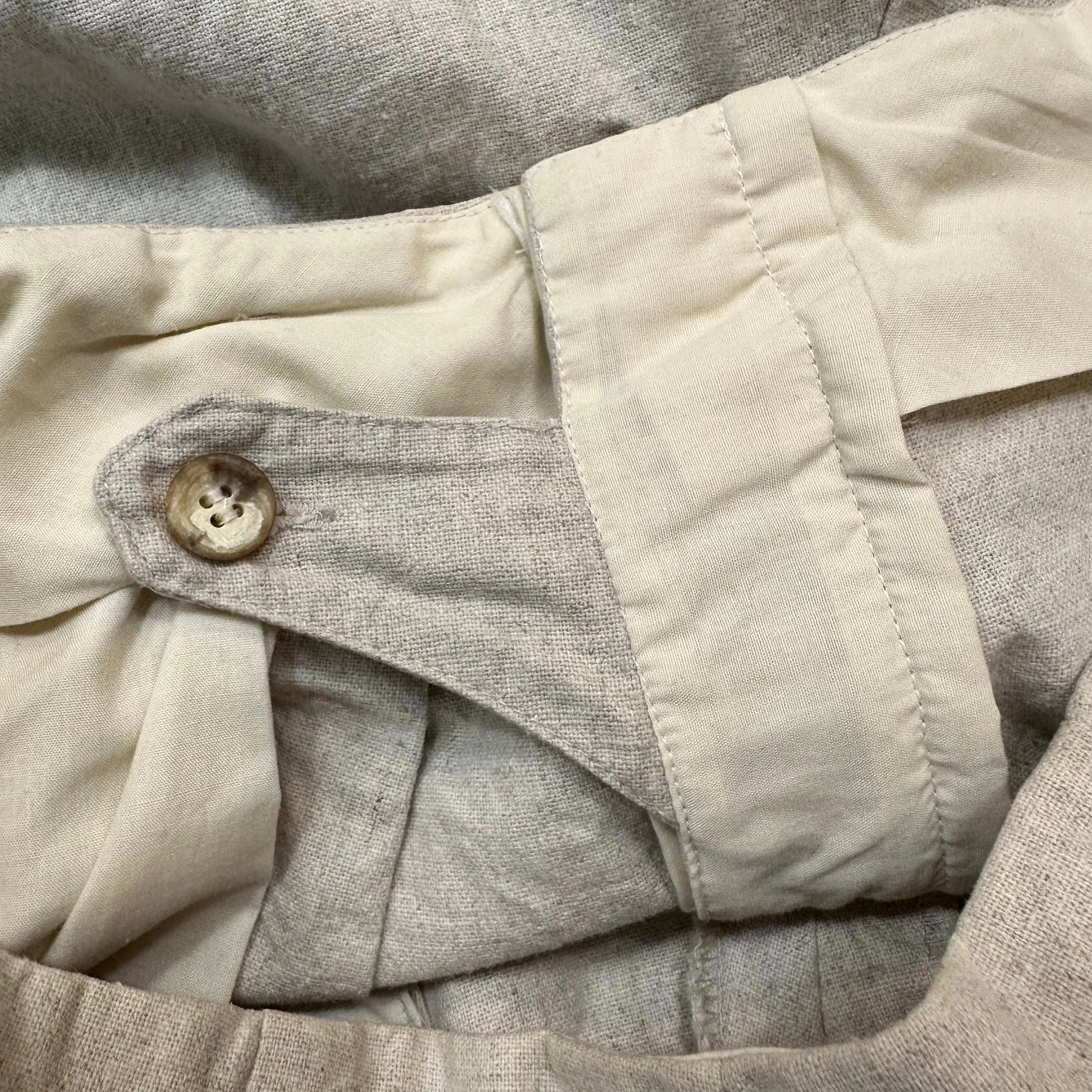 Vintage 80s Ralph Lauren Trousers High Rise Linen Cotton Beige Pleated 10