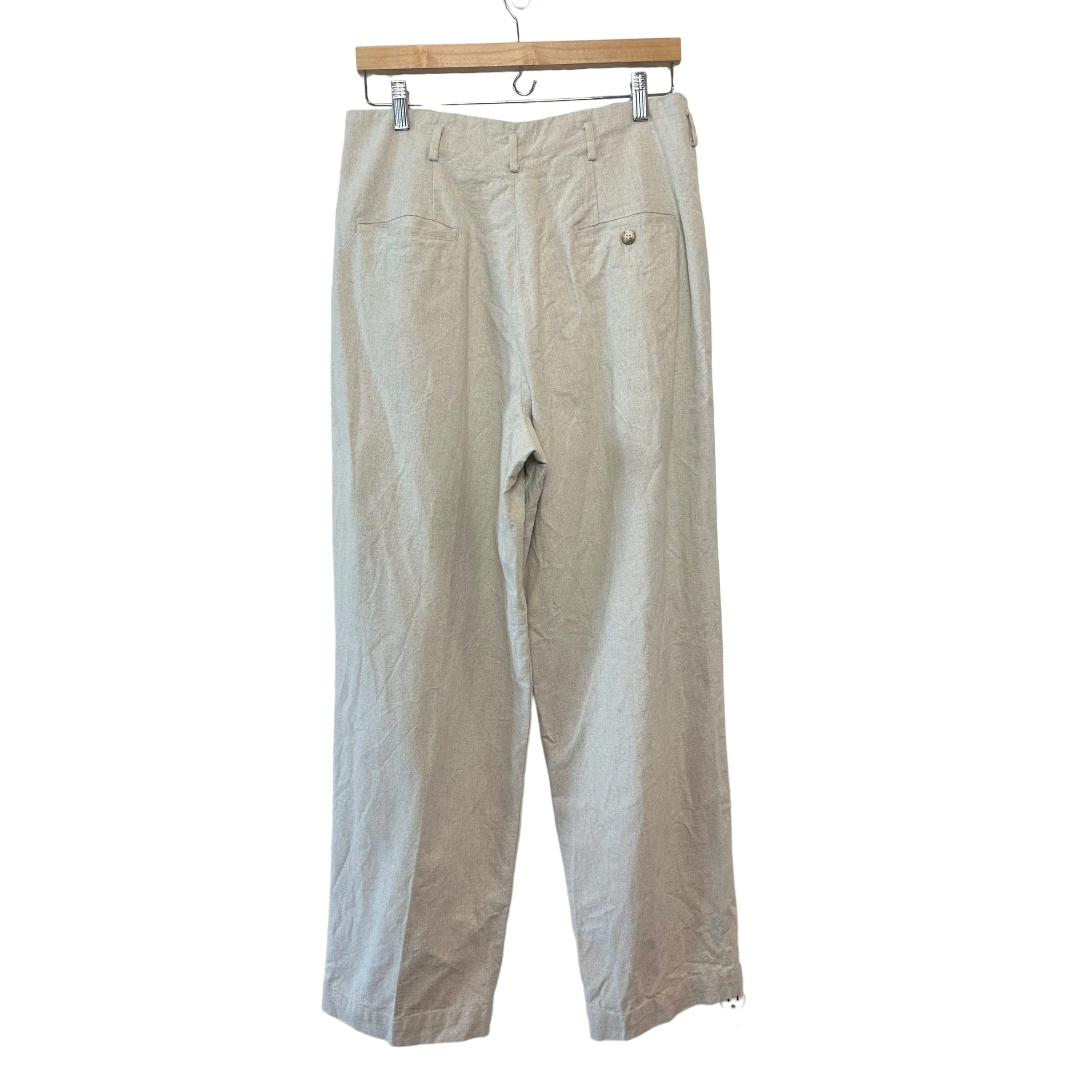 Vintage 80s Ralph Lauren Trousers High Rise Linen Cotton Beige Pleated 10