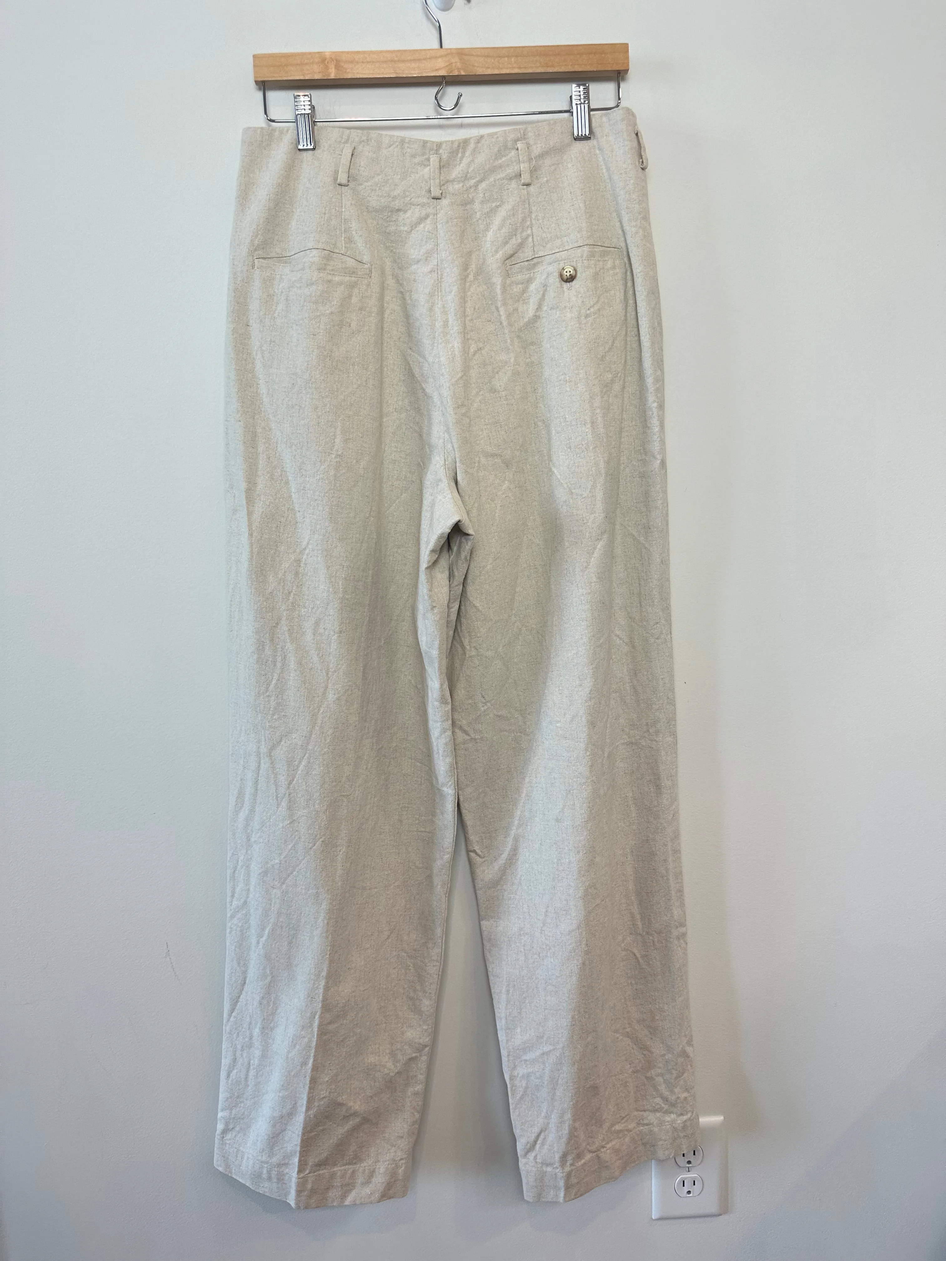 Vintage 80s Ralph Lauren Trousers High Rise Linen Cotton Beige Pleated 10