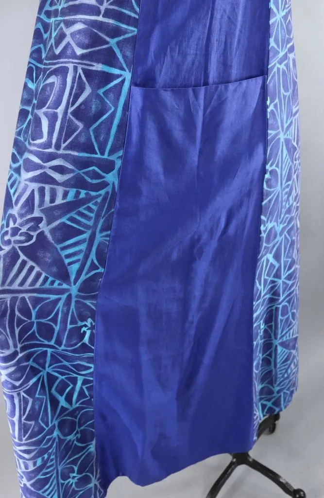 Vintage Blue Batik Maxi Dress