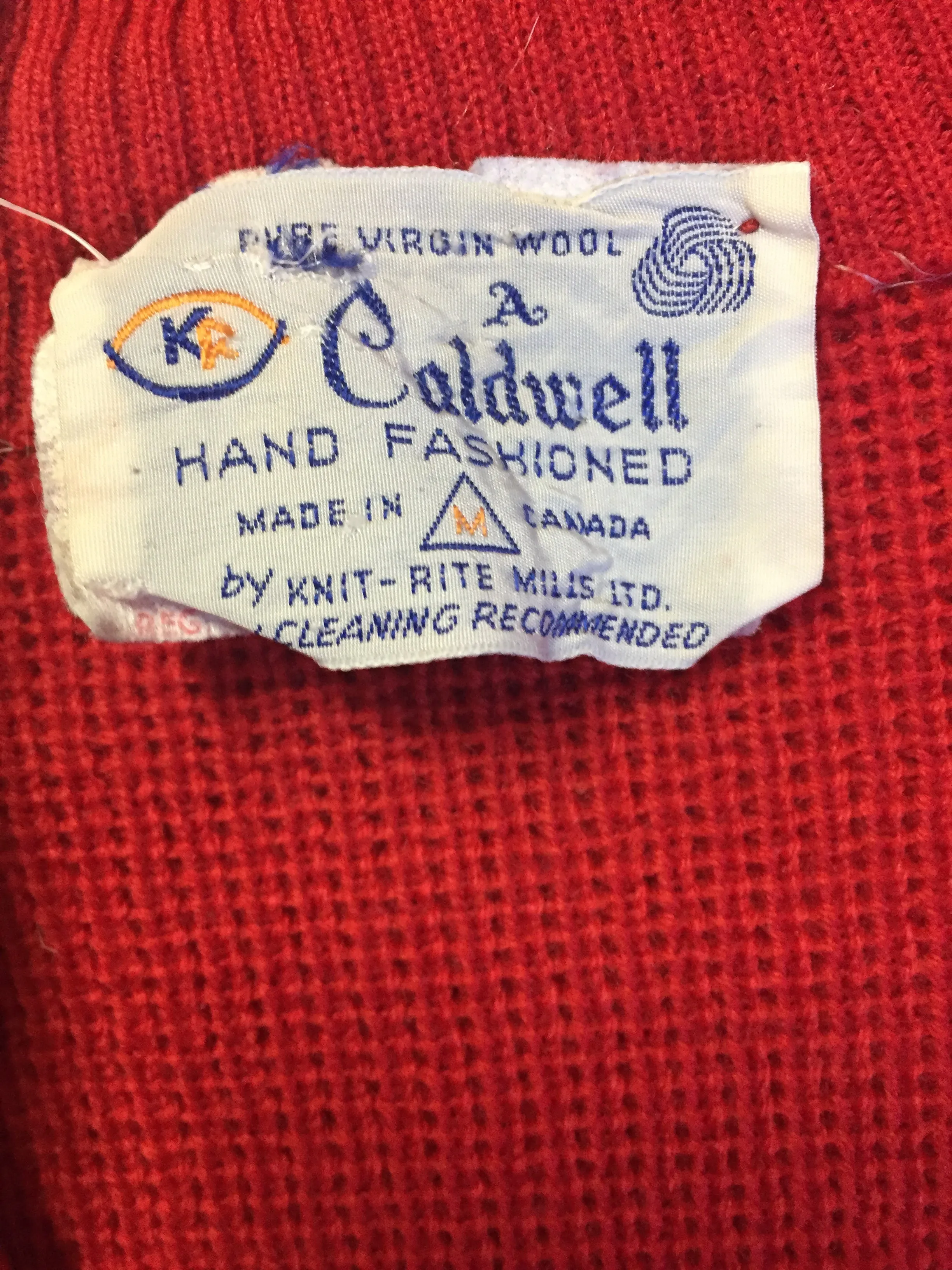 Vintage Caldwell Knit Rite Mills Red Zip Cardigan, Made in Canada