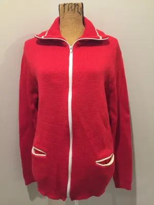 Vintage Caldwell Knit Rite Mills Red Zip Cardigan, Made in Canada