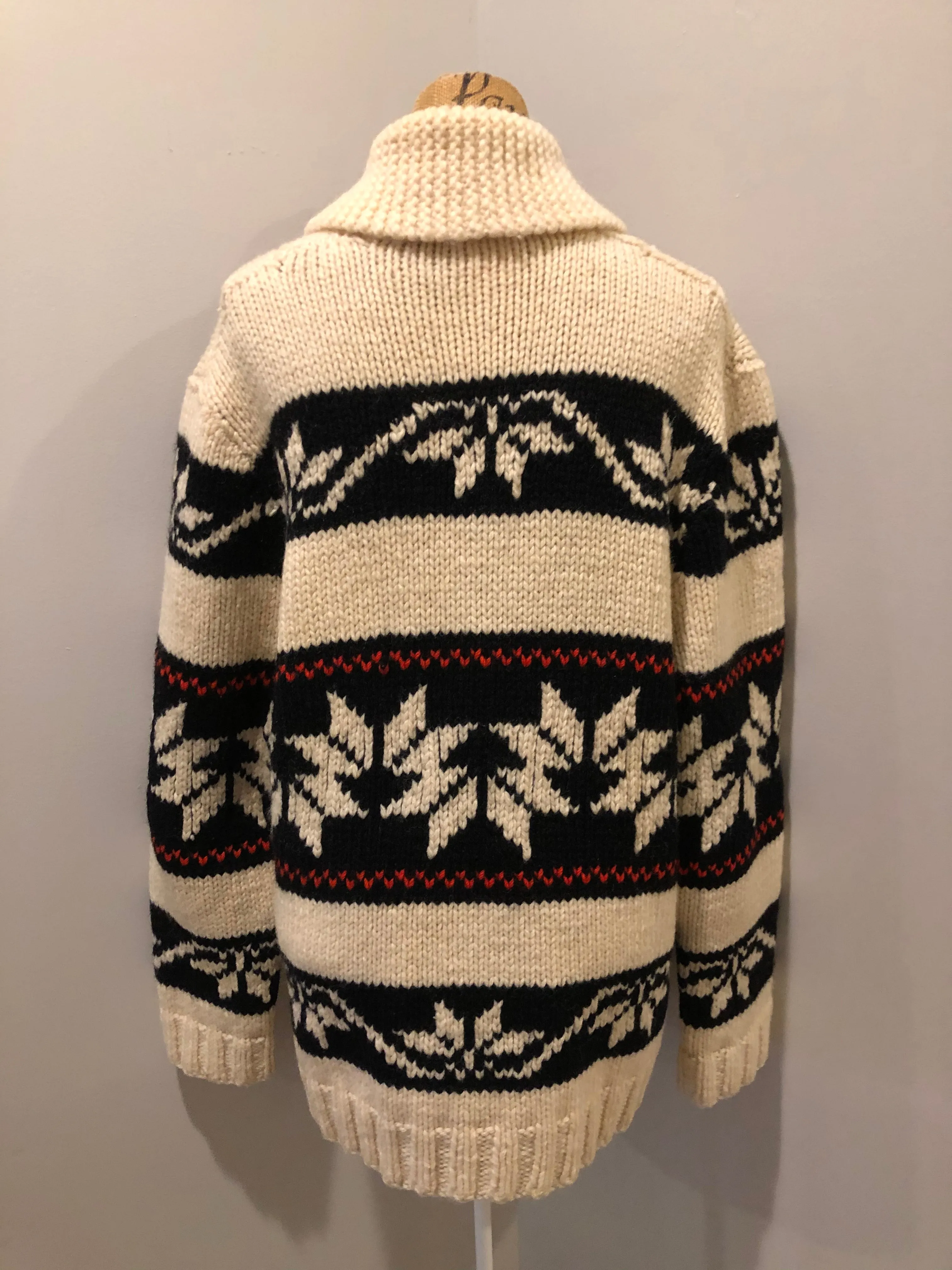 Vintage Cowichan Style Wool Zip Cardigan