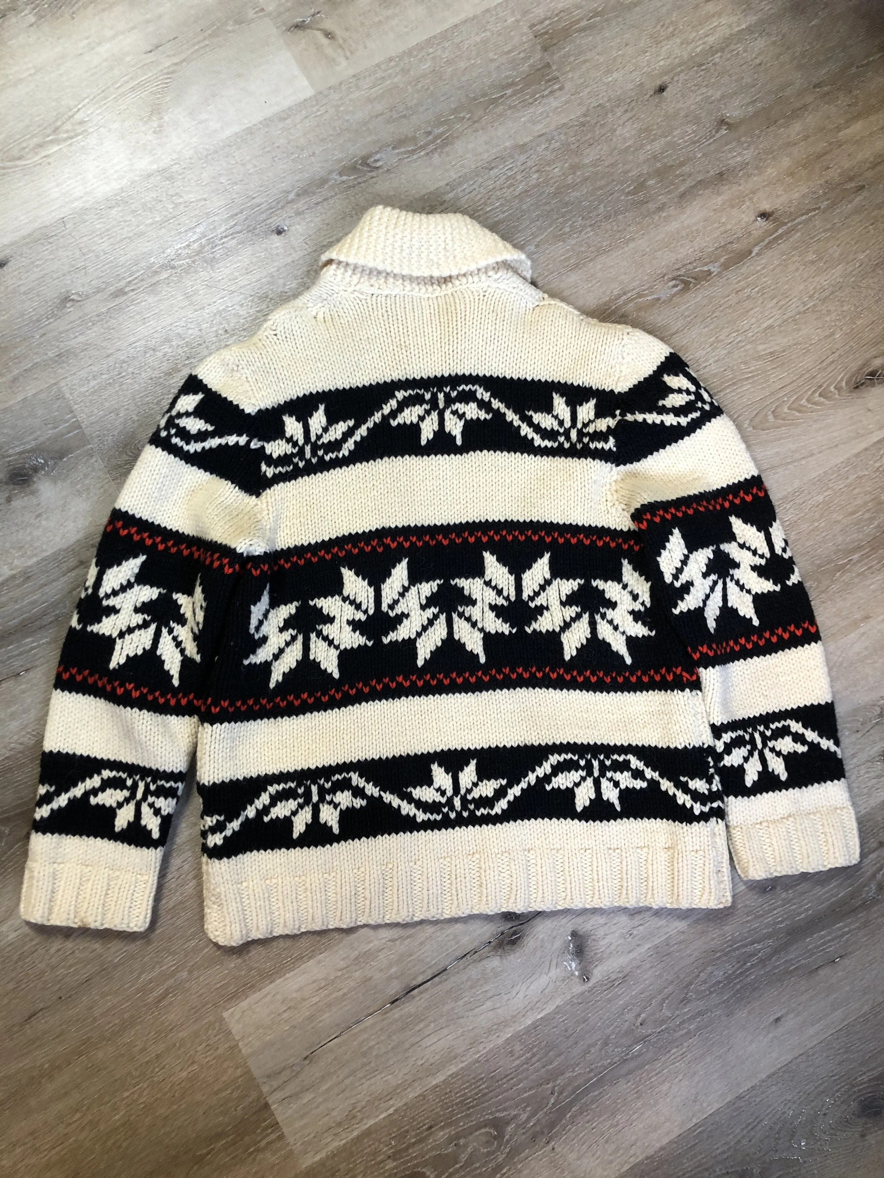 Vintage Cowichan Style Wool Zip Cardigan