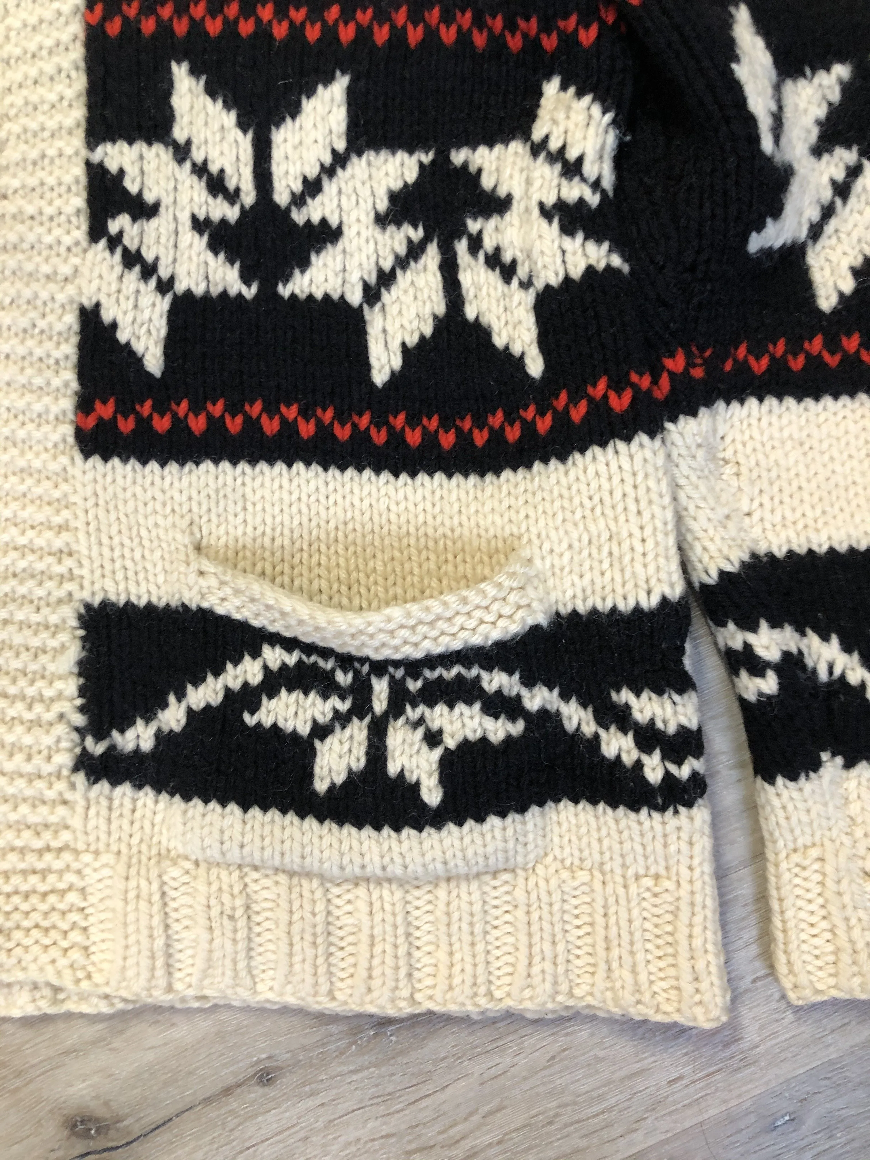 Vintage Cowichan Style Wool Zip Cardigan