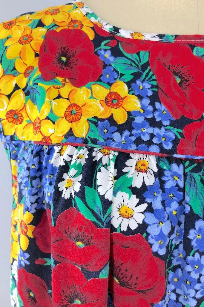 Vintage Garden Floral Print Sundress