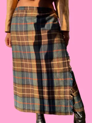 Vintage Plaid Wrap Skirt