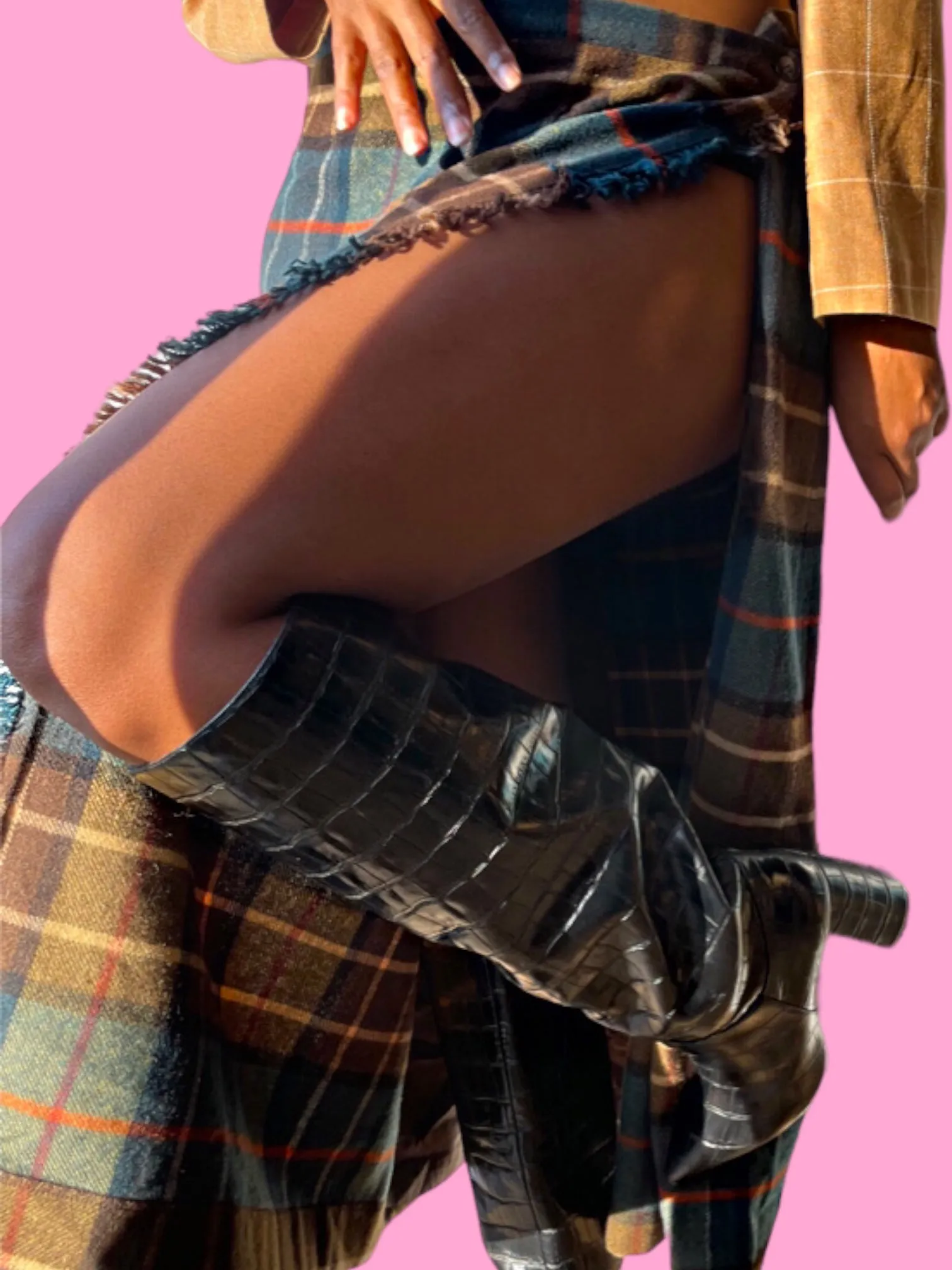 Vintage Plaid Wrap Skirt
