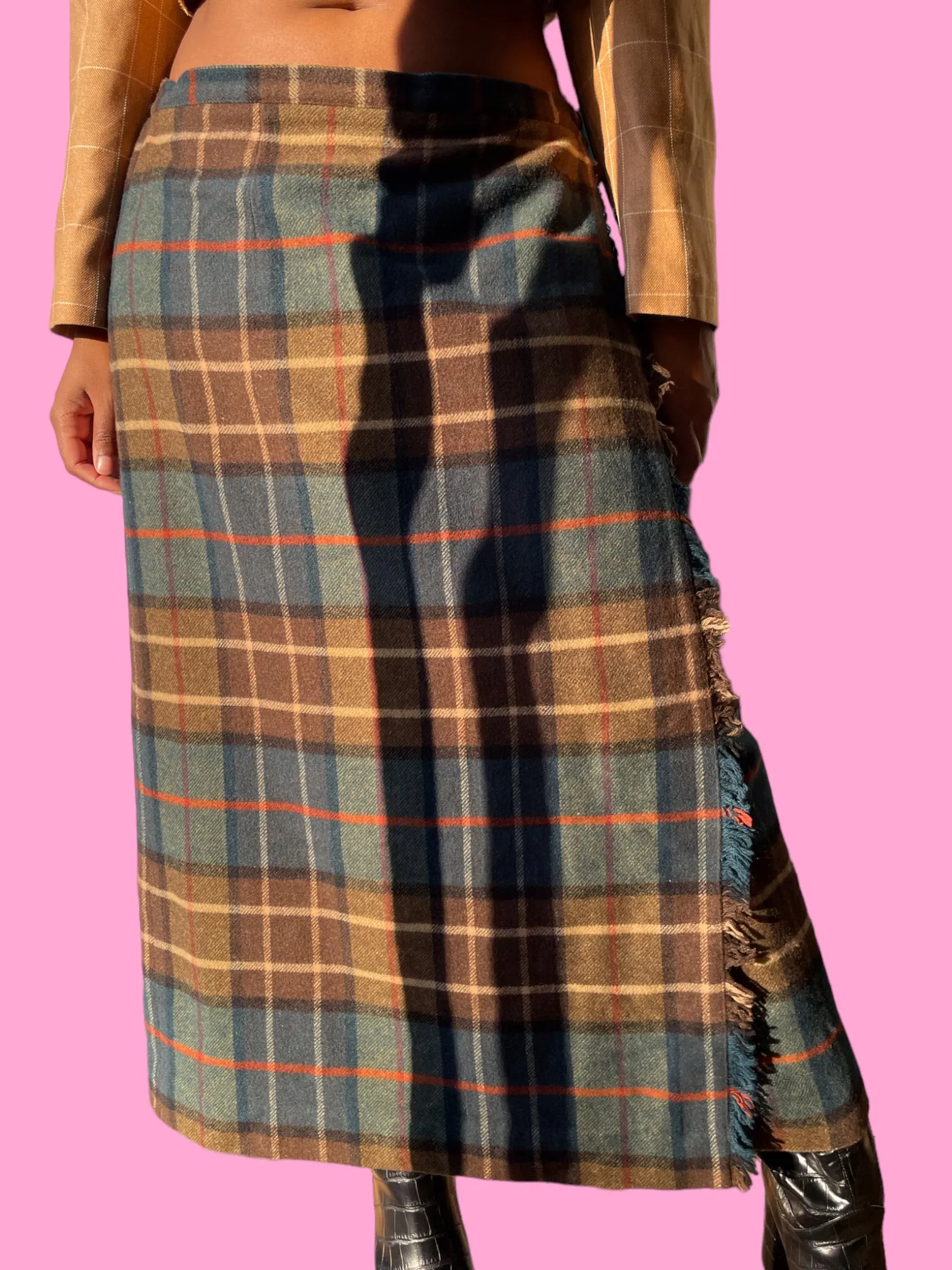 Vintage Plaid Wrap Skirt