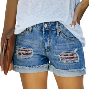 Women Design High Rise Denim Shorts