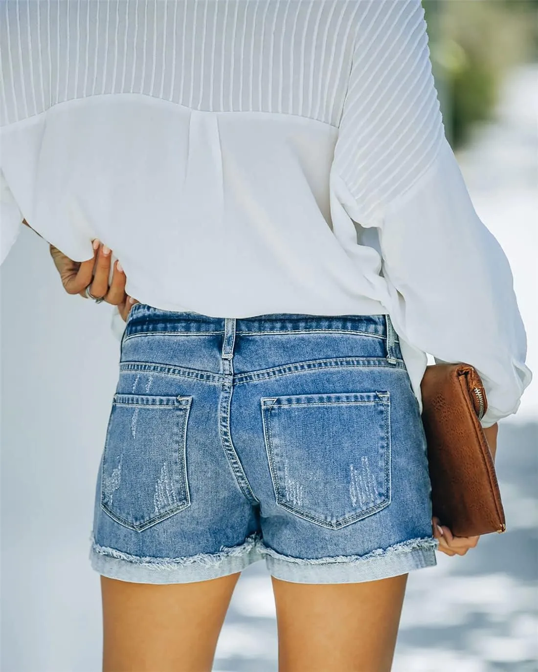 Women Design High Rise Denim Shorts