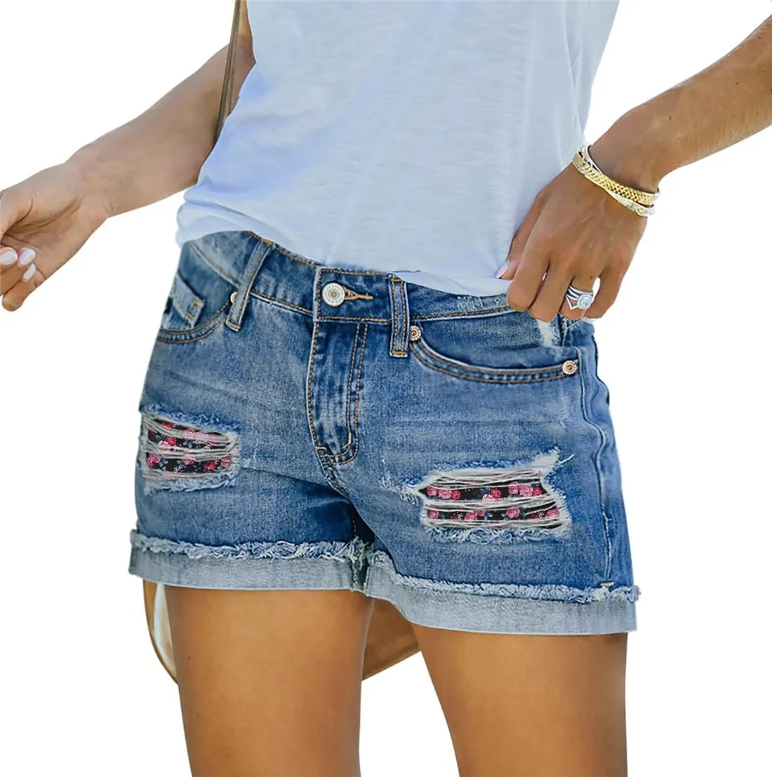 Women Design High Rise Denim Shorts