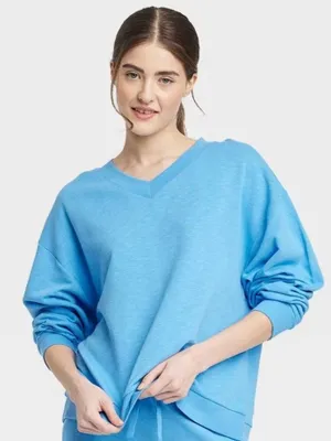 Women's Plain Sleepwear Sweatshirt,Blue