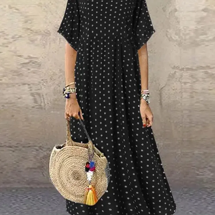 ZANZEA Fashion Polka Maxi Dress Casual O Neck Summer Dress
